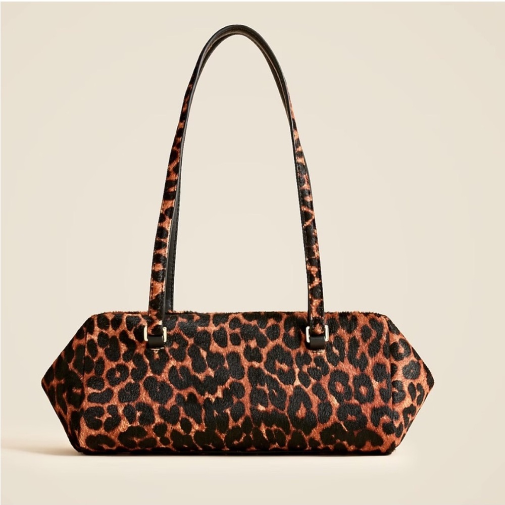 J. Crew NWT “Delphine” Shoulder Bag - Leopard Tan Calf Hair Color